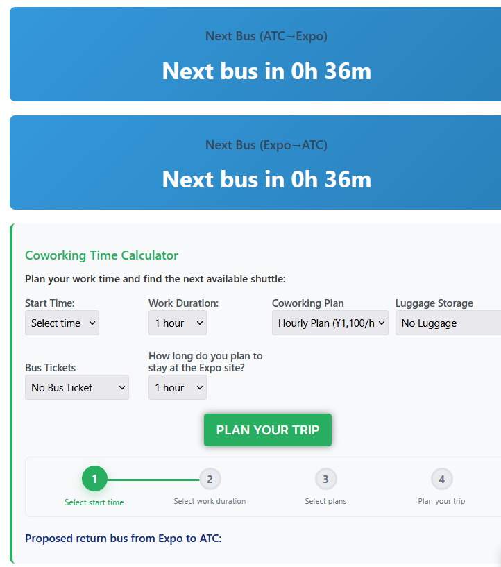 Shuttle bus and coworking schedule interface