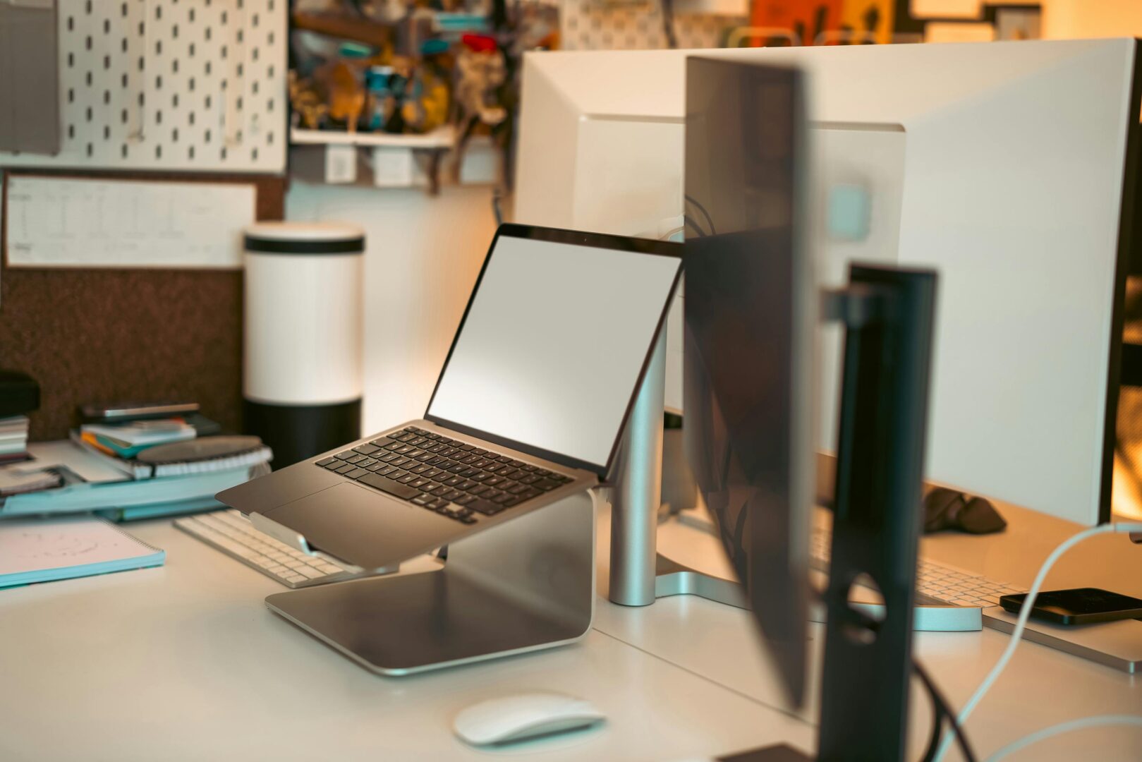 Remote call setup with headset and laptop stand