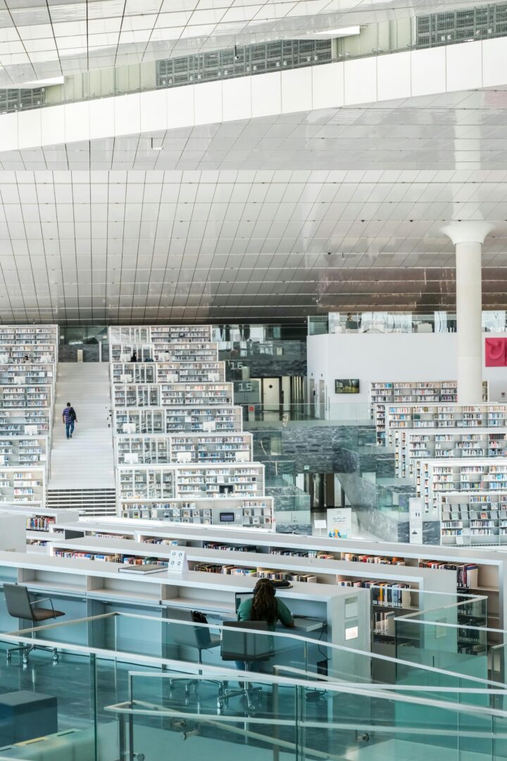 Quiet public library desk in Osaka