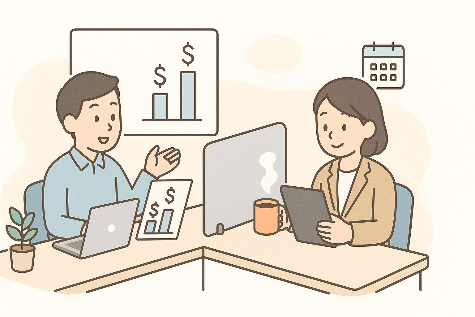 大阪のコワーキング料金を比較するイラスト